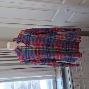 Ralph Lauren Mens Classic‎ Multi Color Plaid Button-down Cotton Shirt LG